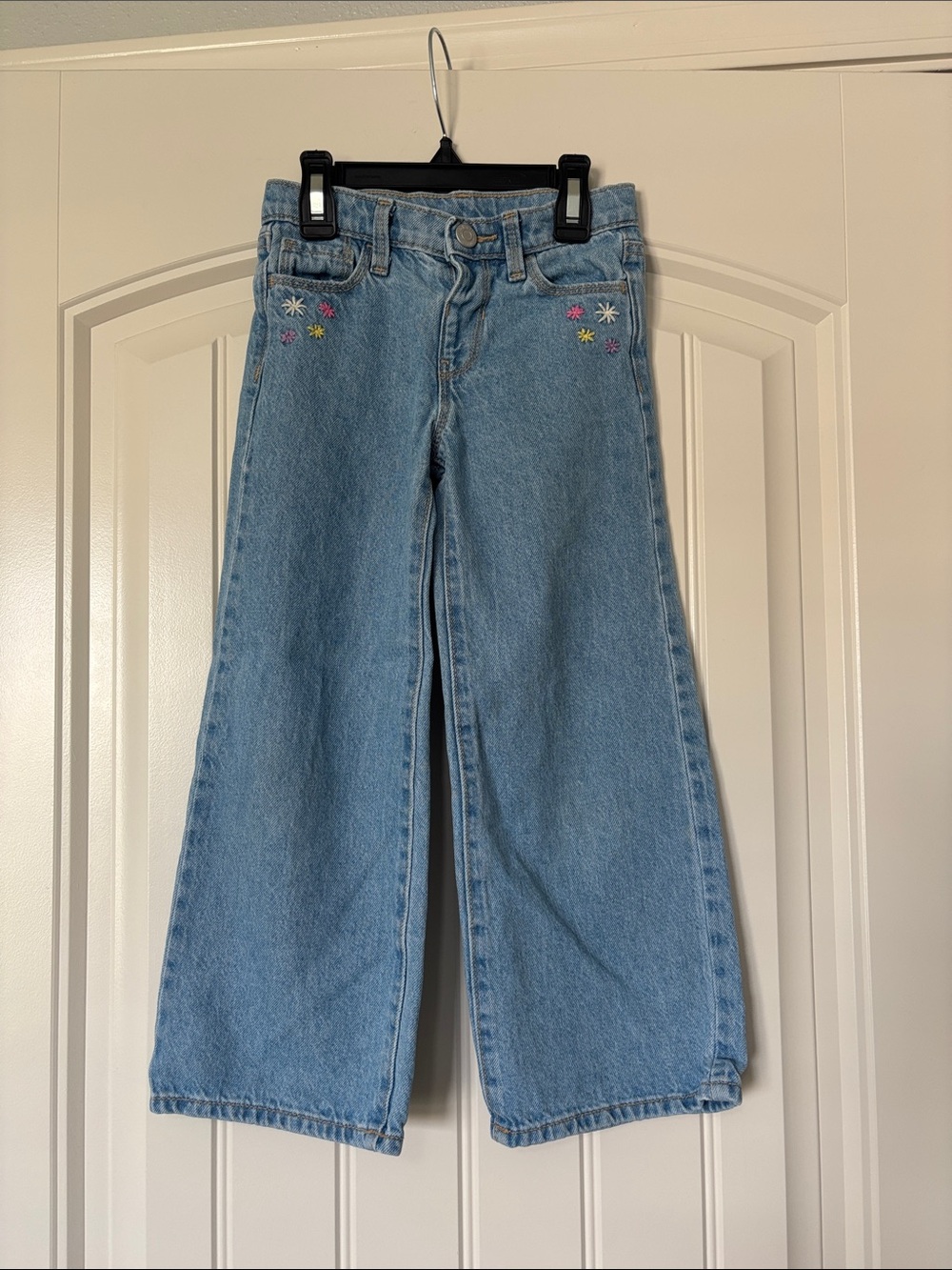 Old Navy Light Blue Girls' Embroidered Wide-Leg Jeans